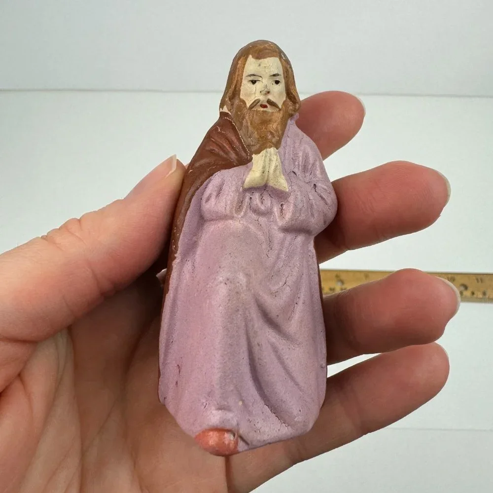 Vtg Nativity Manger Joseph Christmas Replacement Paper Mache Delicate‎ Germany
